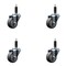 Service Caster 3'' Thermoplastic Rubber Wheel Swivel 1'' Expanding Stem Caster Set, 4PK SCC-EX20S314-TPRB-1-4 - alternate 1
